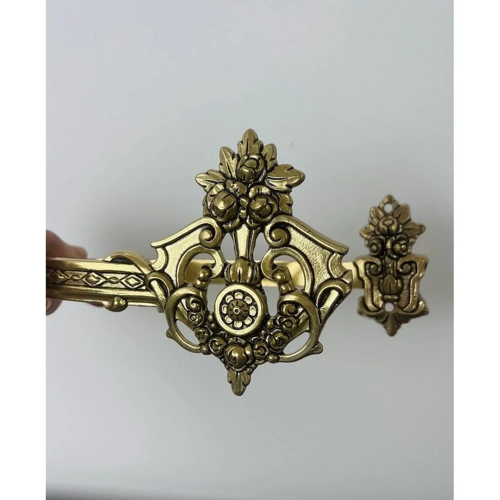 Vintage Ornate Brass Curtain Tie Back/towel Holder Floral Victorian Large