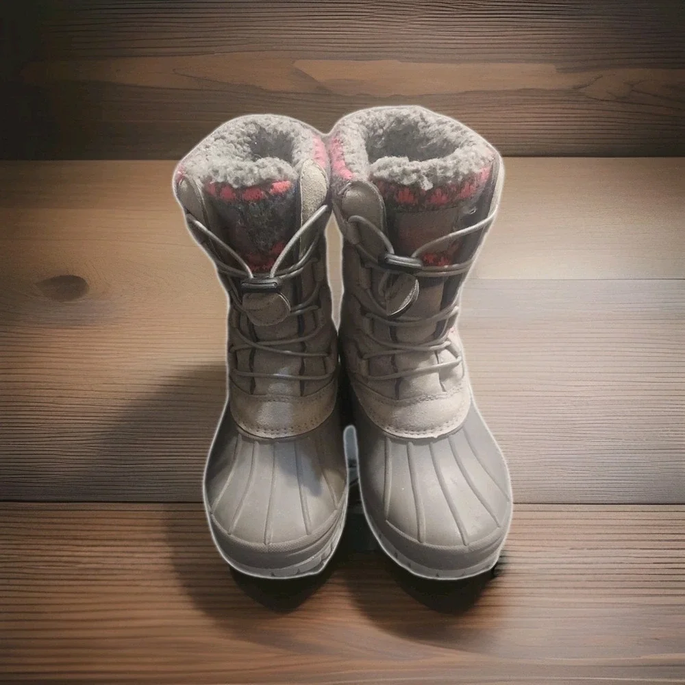 RedHead Lucerne Gray Pink Insulated Waterproof Snow Boots Kids‎ Girls Size 2-3