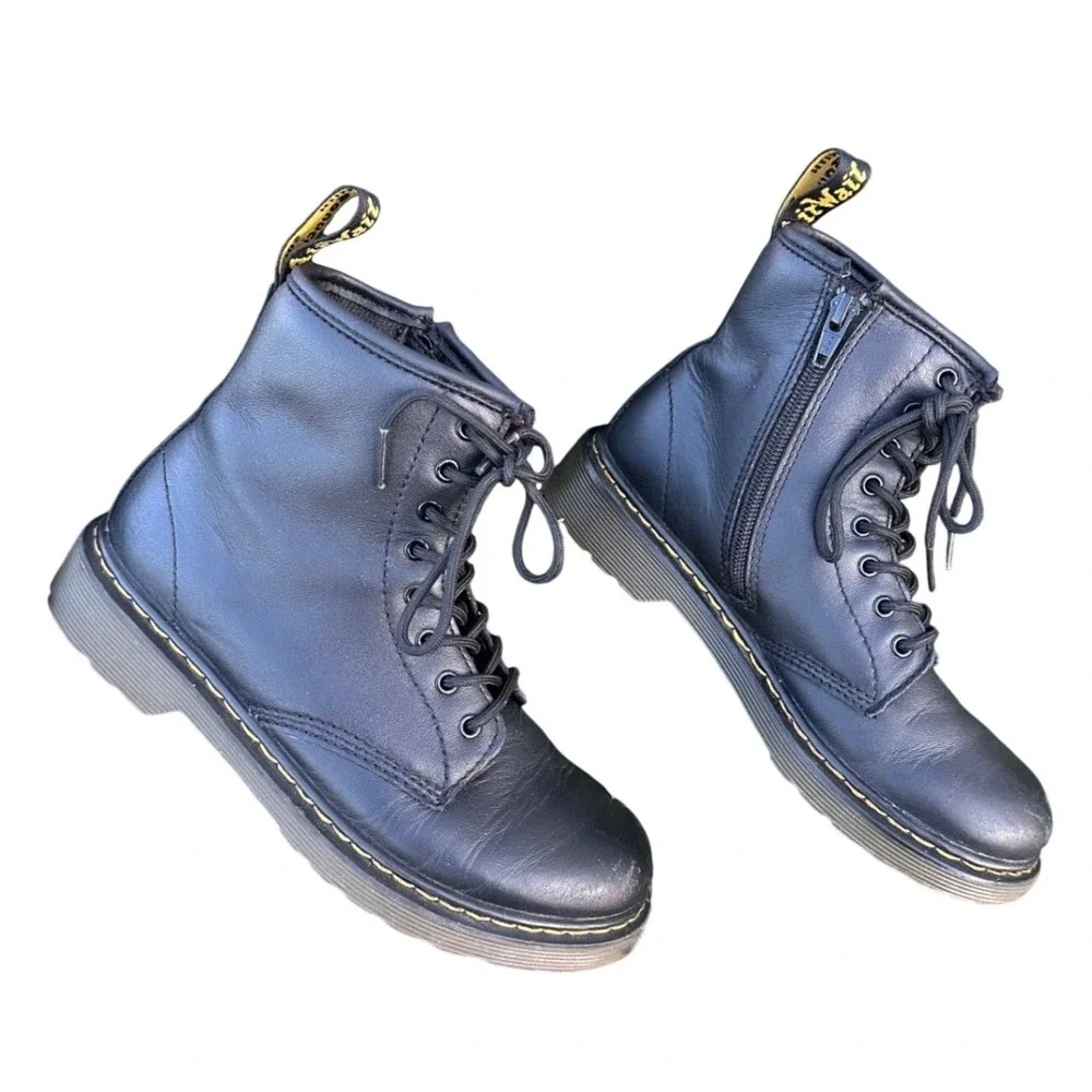 Dr. Martens Kids 1460 Softy T Leather Lace-Up Boots Kids‎ Size 3 Black