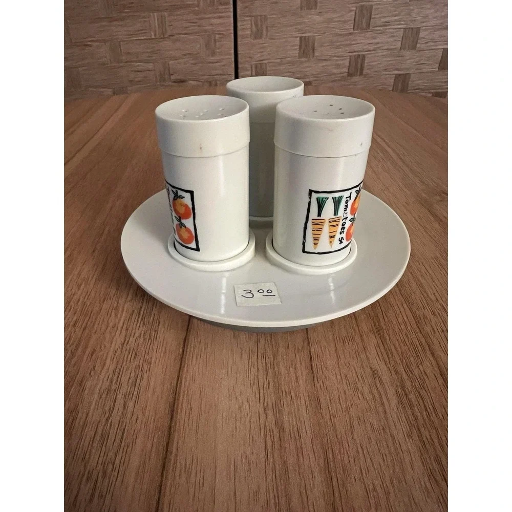 Loma Industries Salt & Pepper Shakers‎ Toothpick Holder Tray Set Mid-Century Vtg