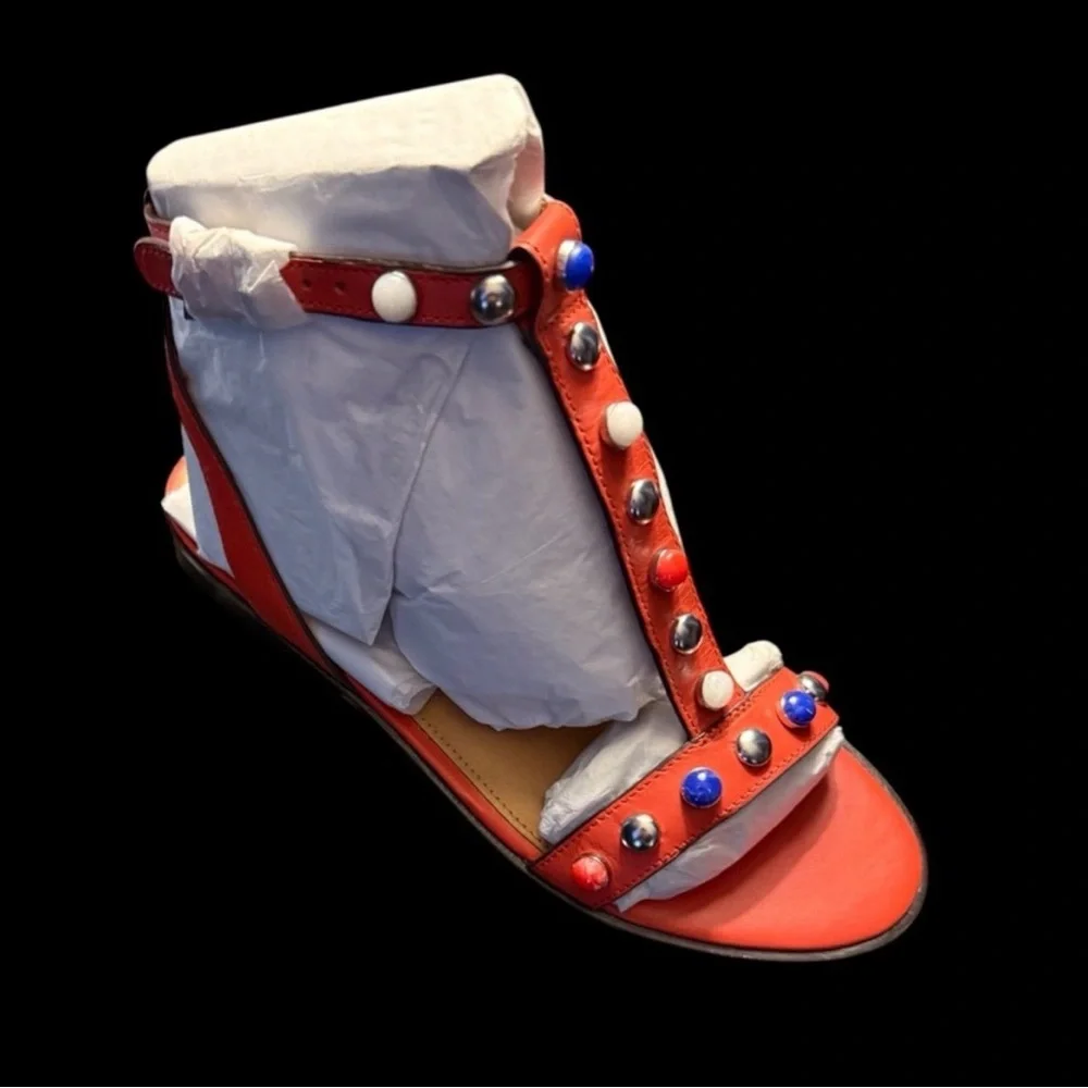 Coach Sadie Semi Matte Calf Deep Coral Sandal 6.5