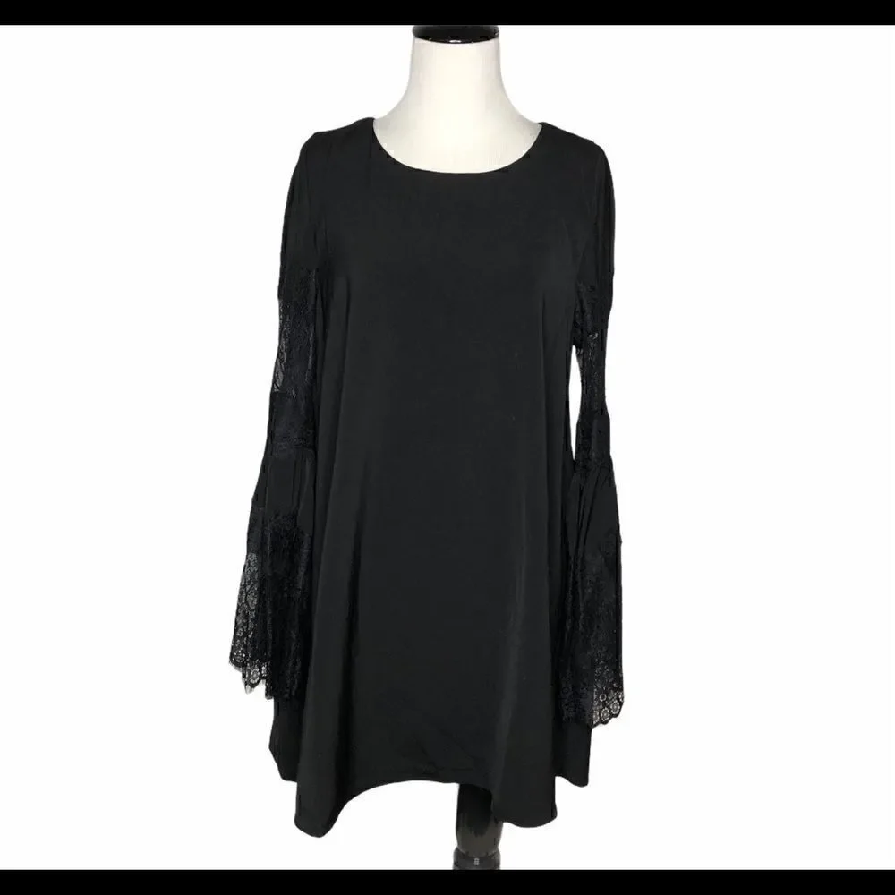 Mustard Seed Solid Lace Bell Sleeve Black M NWT