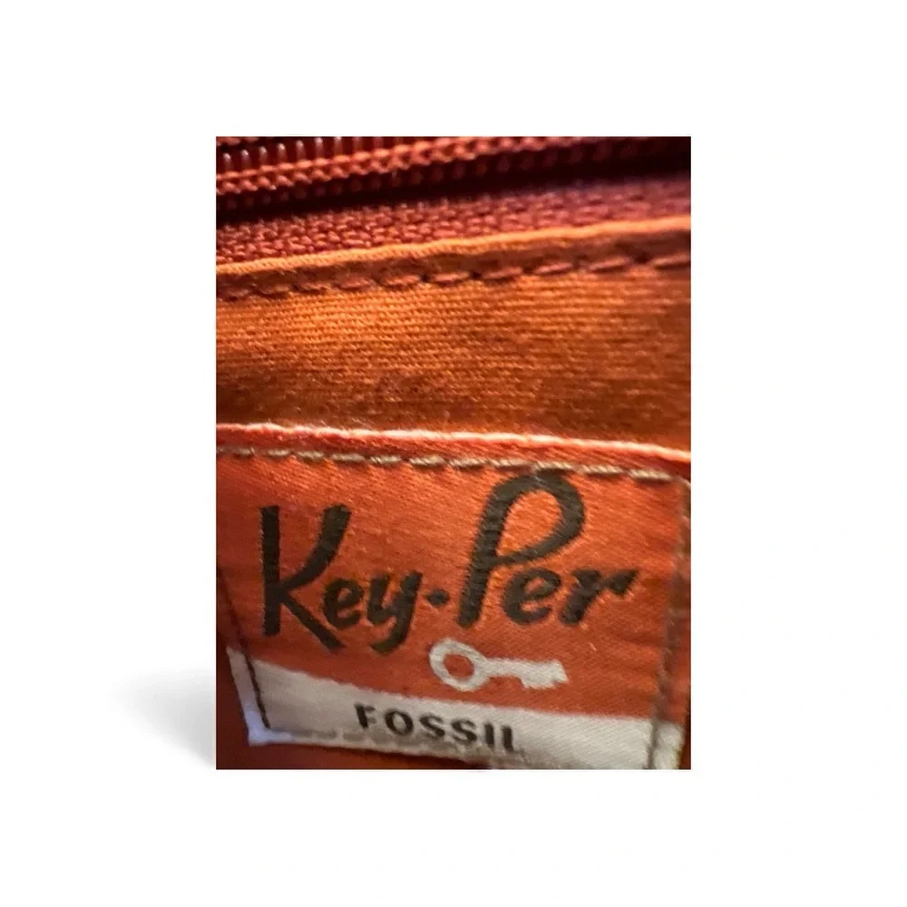 Fossil Laptop Tote Quilted Brown Work Bag Leather Trim
