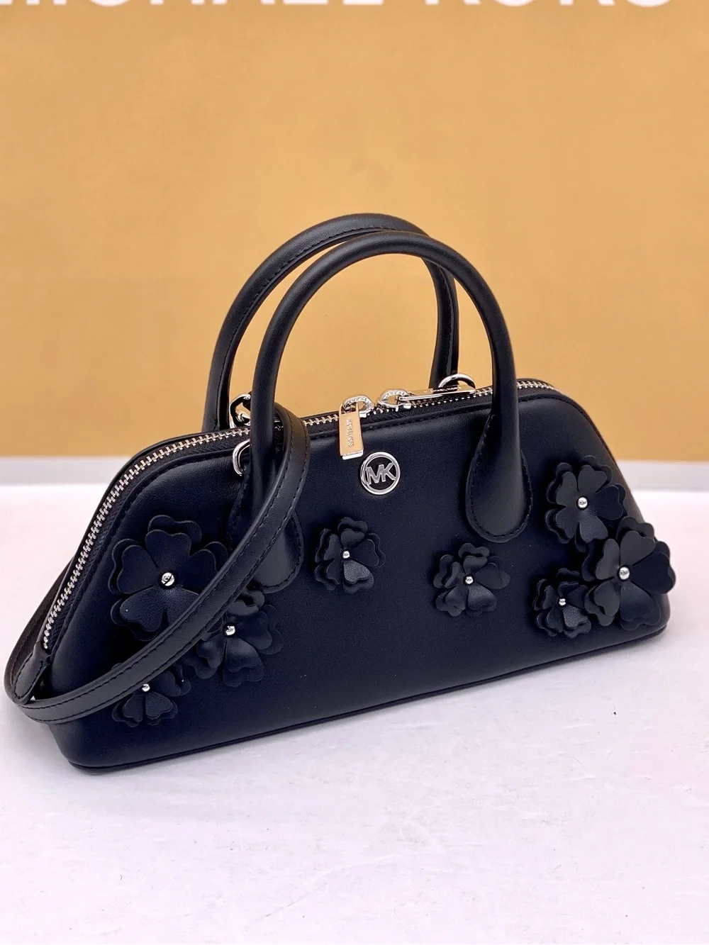 Michael Kors Black Small Floral Satchel Crossbody Black