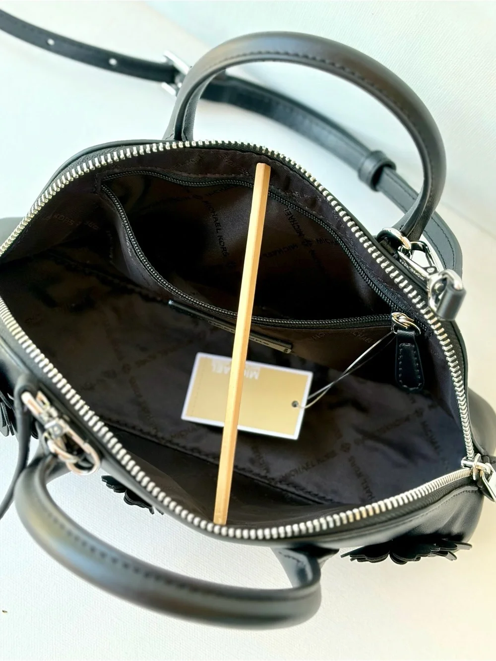 Michael Kors Black Small Floral Satchel Crossbody Black