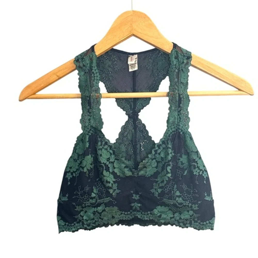 Wishlist‎ Green & Black Racerback Lace Bralette Size Small