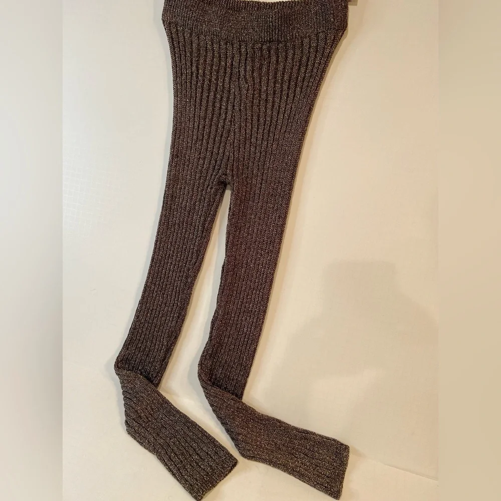 ASOS~NWT~Shiny Metallic Ribbed Knit Leggings~Wide Elastic Waistband~Size 6