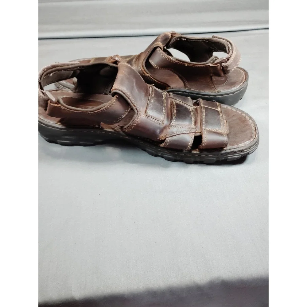 Skechers Men 12 Fisherman Sandals Brown Leather Old Money Open Toe #60847 2010