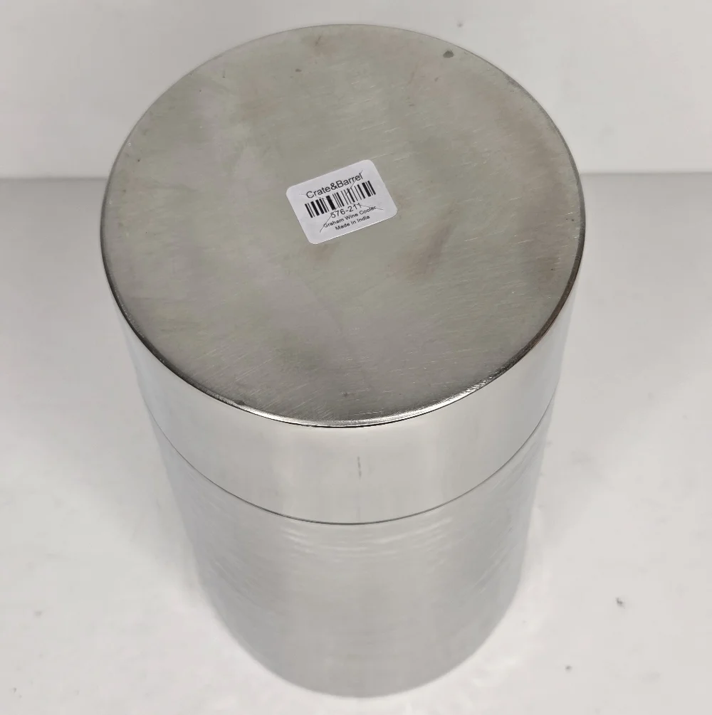 Crate & Barrel Silver Hammered Graham Metal Wine Bottle Chiller‎ Cooler
