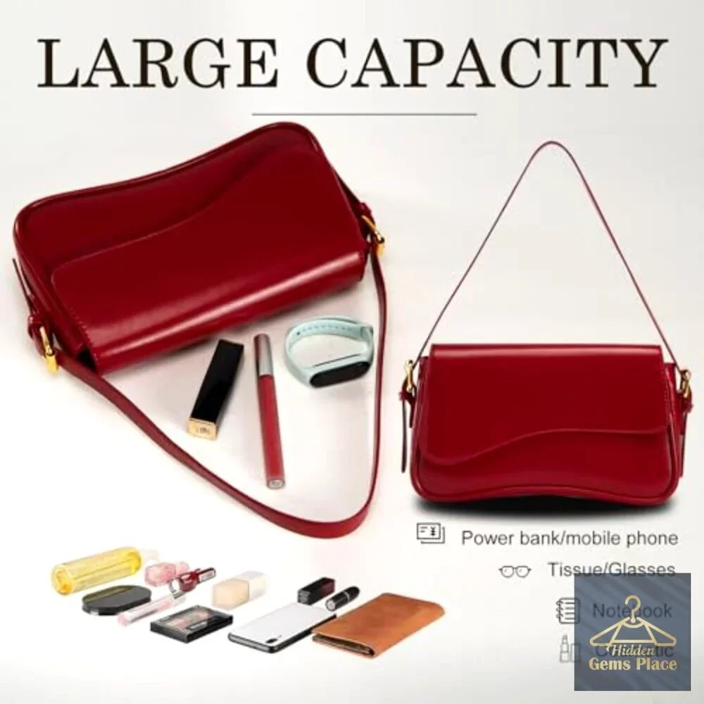 PU Leather Hobo Shoulder Bag with Adjustable Straps, 3 Compartments