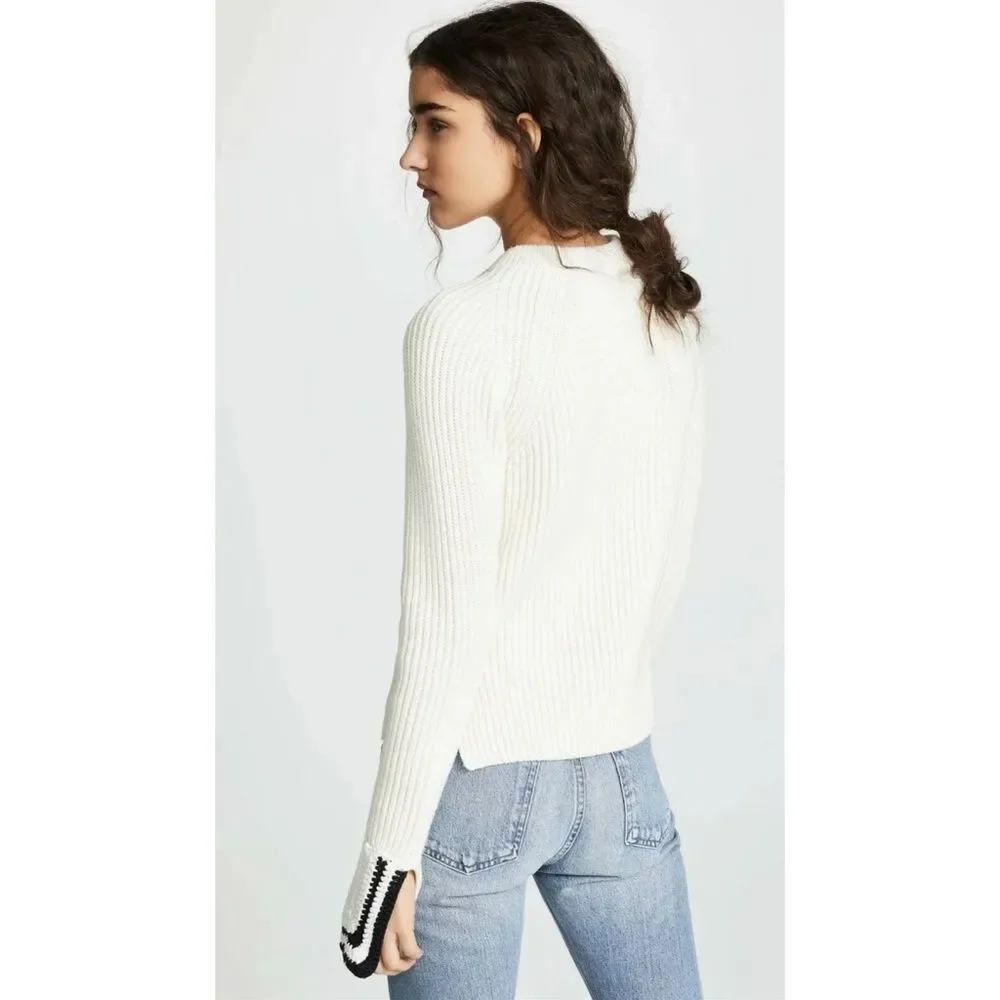 Helmut Lang Butter Crochet Detail Crewneck Sweater Size XS Retail $520
