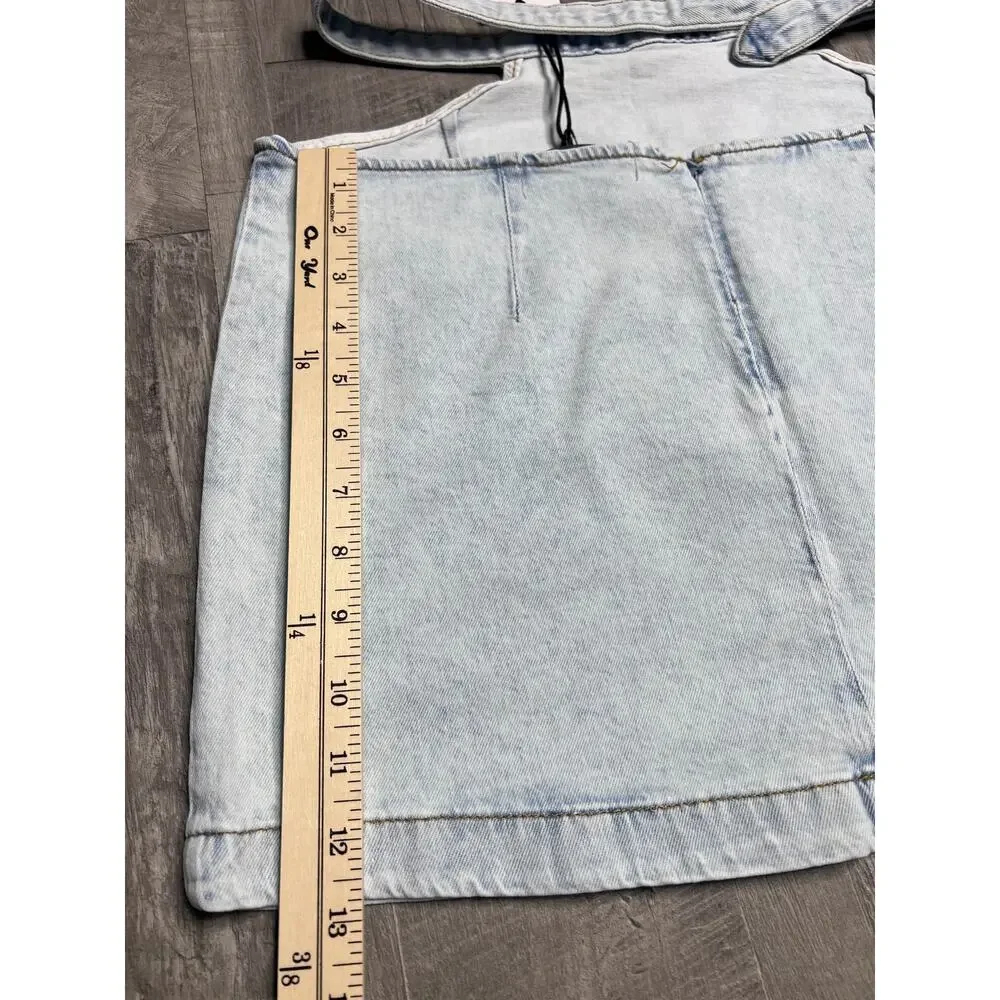 WeWoreWhat Denim Mini Skirt Women M Light Wash Belted Y2K Low Rise Bella Hadid