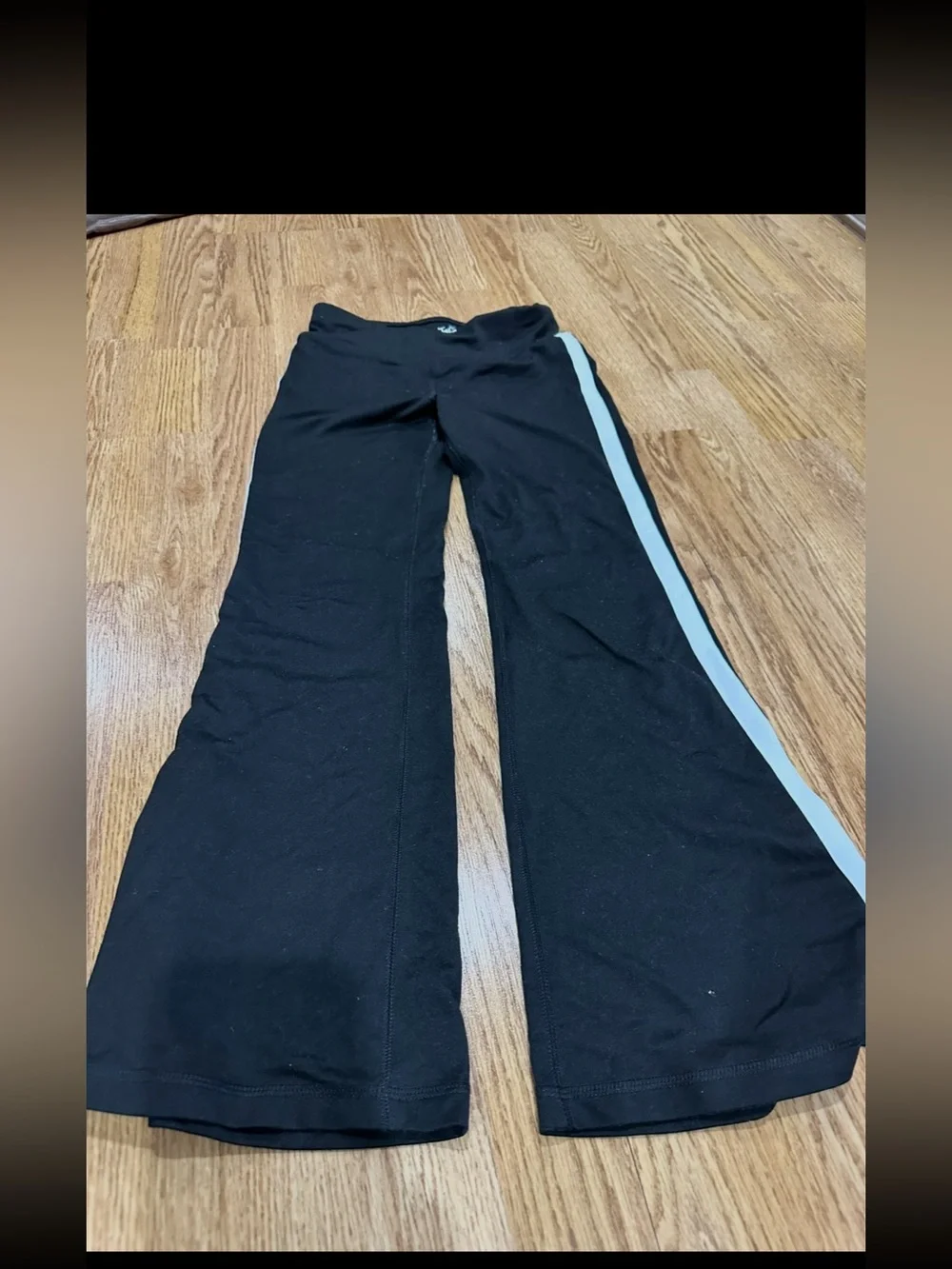 Justice girls kids black wide leg bottoms pants white stripe size 10