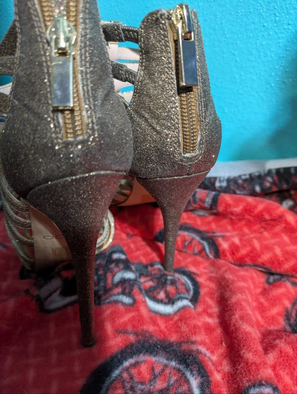Gilded Goddess: ALDO Gold Glitter Caged Stiletto Heels