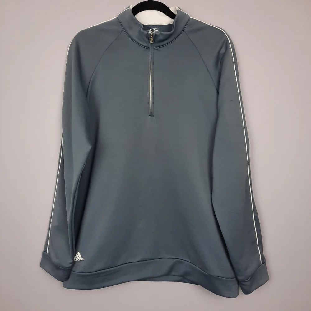 Adidas ClimaLite Men's Gray 1/4 Zip Pullover Sweatshirt size Medium