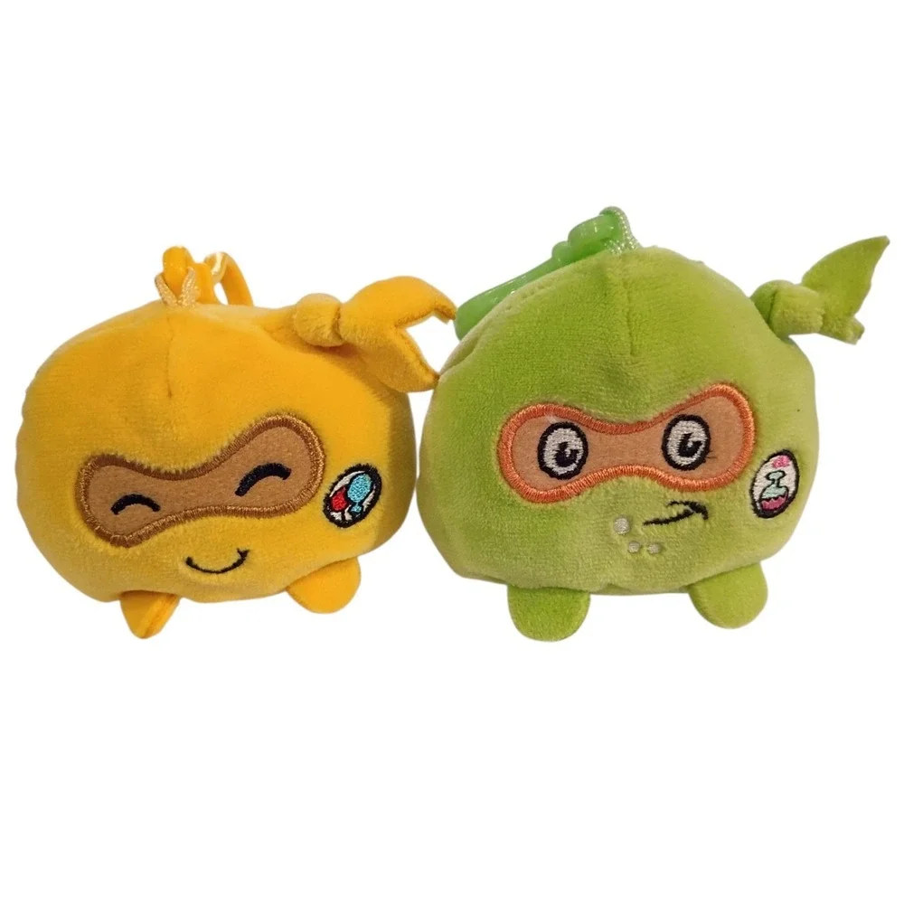 EUC Green & Yellow Ninja Life Hacks Emotion Keychain Plushie Backpack Clip‎ 3 In