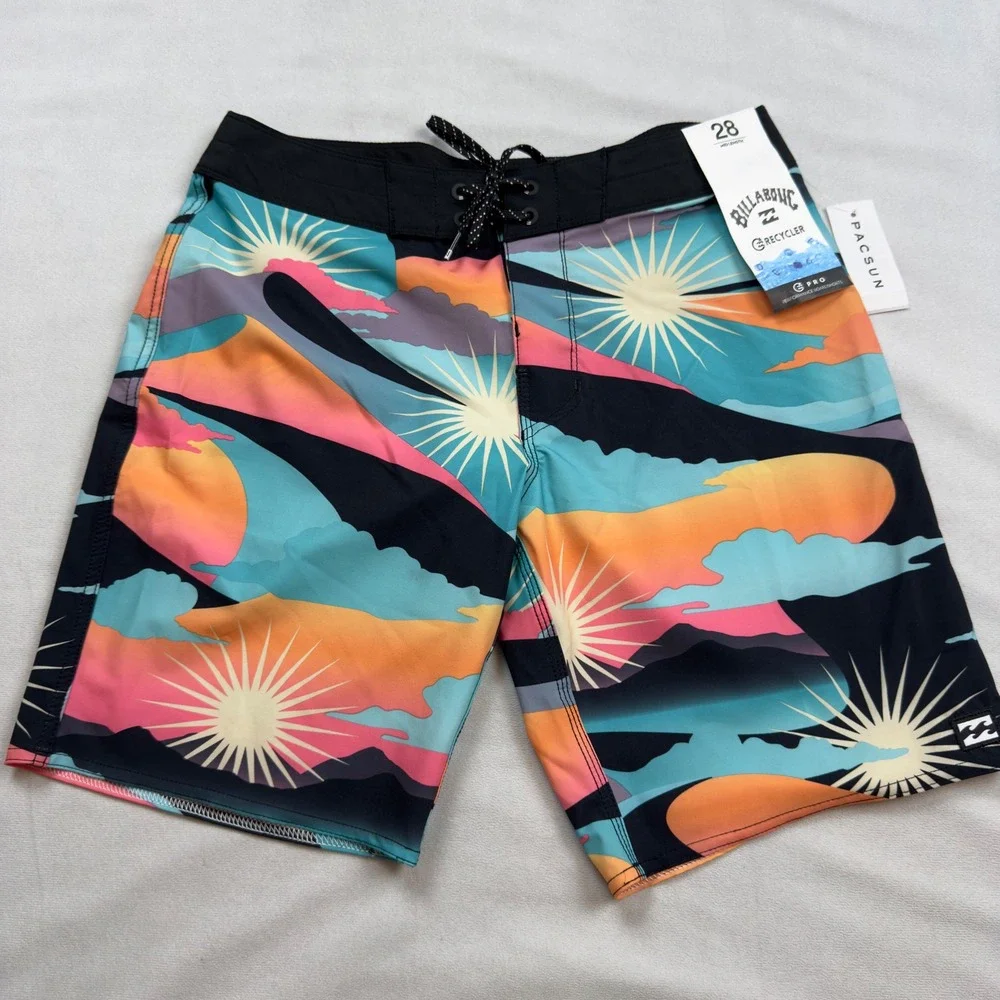 Billabong Sundays Pro‎ Boardshorts Mens 28 Recycler Multi Color Sun Print Swim