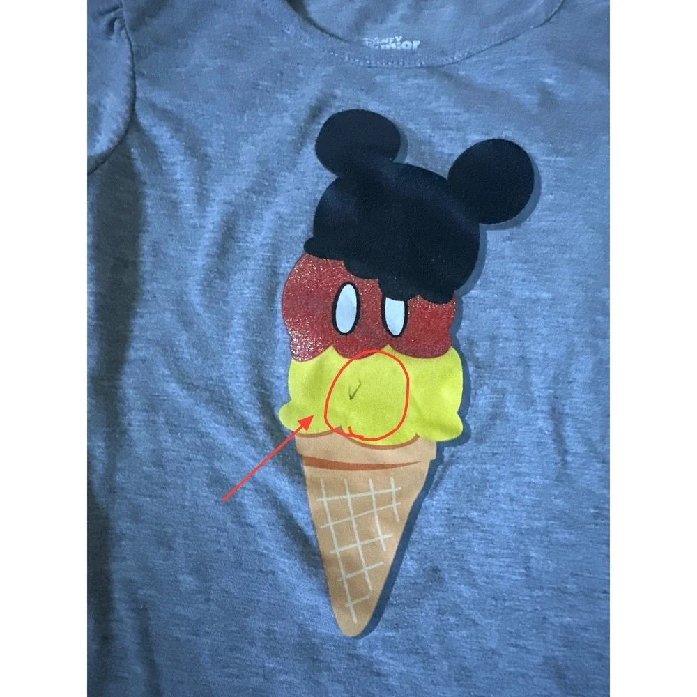 Disney Junior Minnie Mouse Ice Cream Cone T Shirt Toddler Girls Size 3T Gray‎