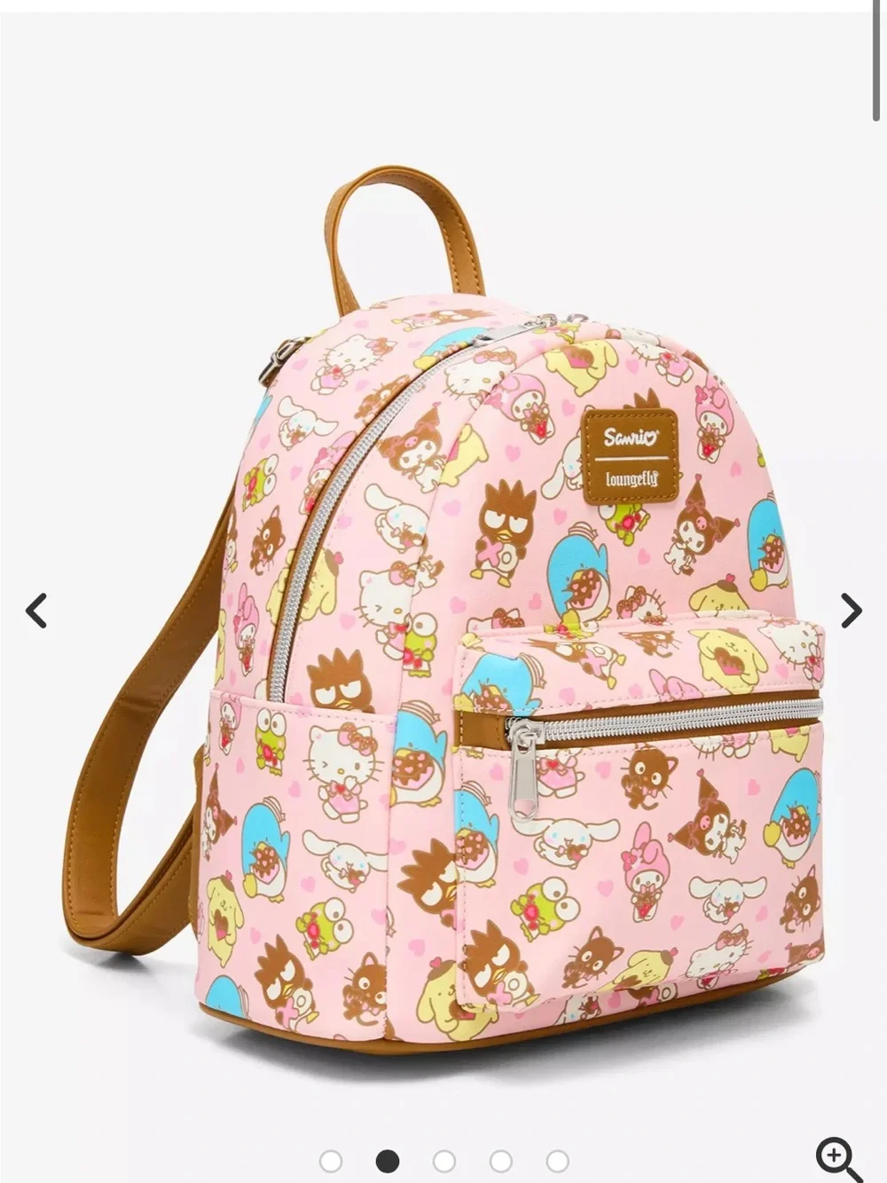 Loungefly Pink Sanrio Character Mini Backpack with Brown Trim