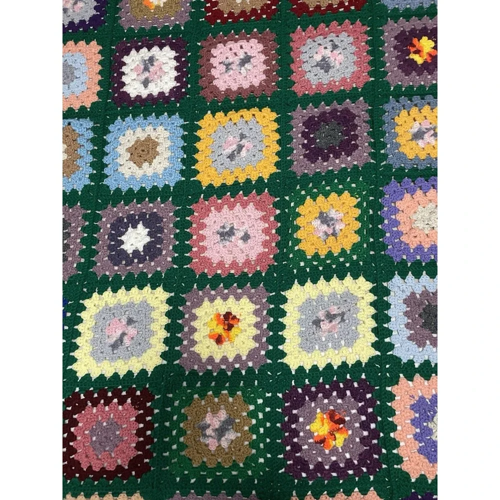 Handmade Vintage Granny‎ Square Afghan  Queen Size 71