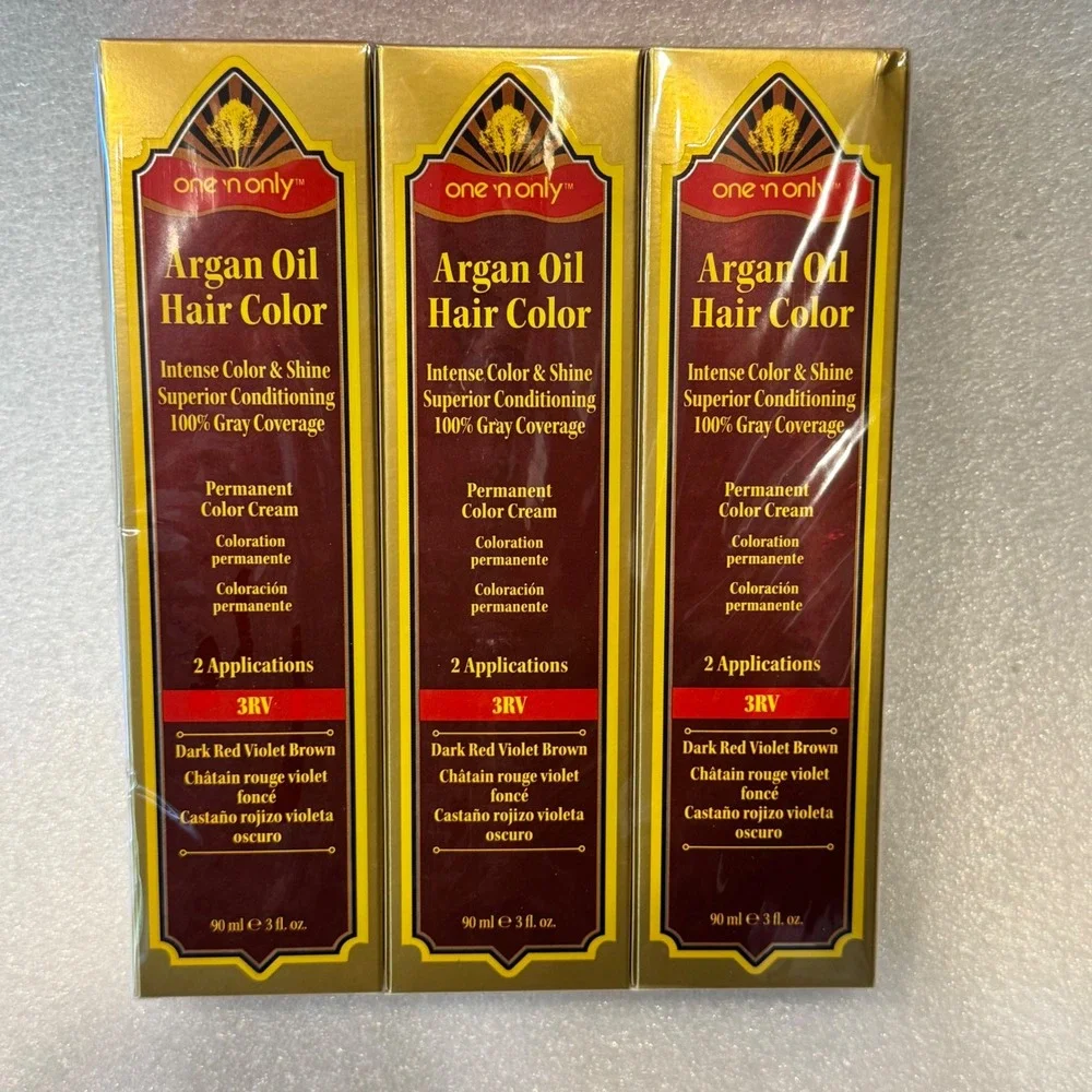 One 'n Only Argan Oil Permanent Hair Color 3RV Dark Red Violet Brown 3oz 3-Pack