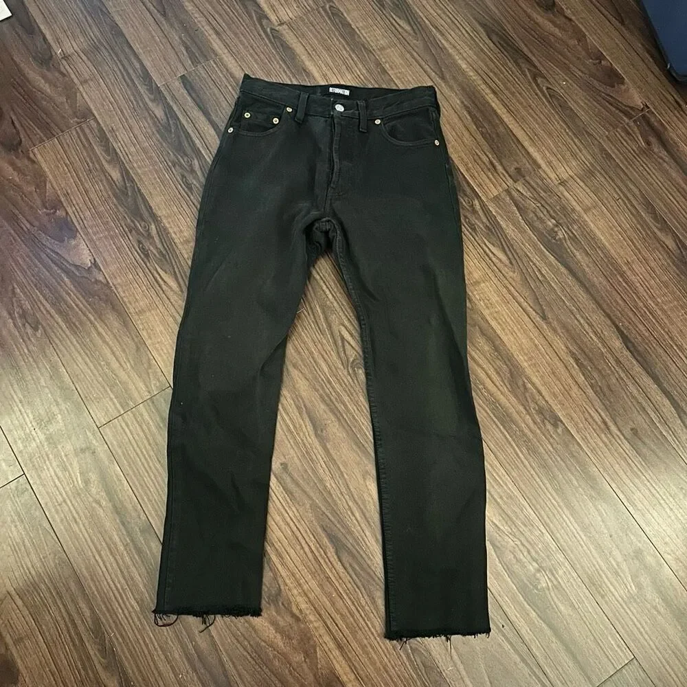 Reformation x Levi’s repurposed jeans button fly black raw hem 26