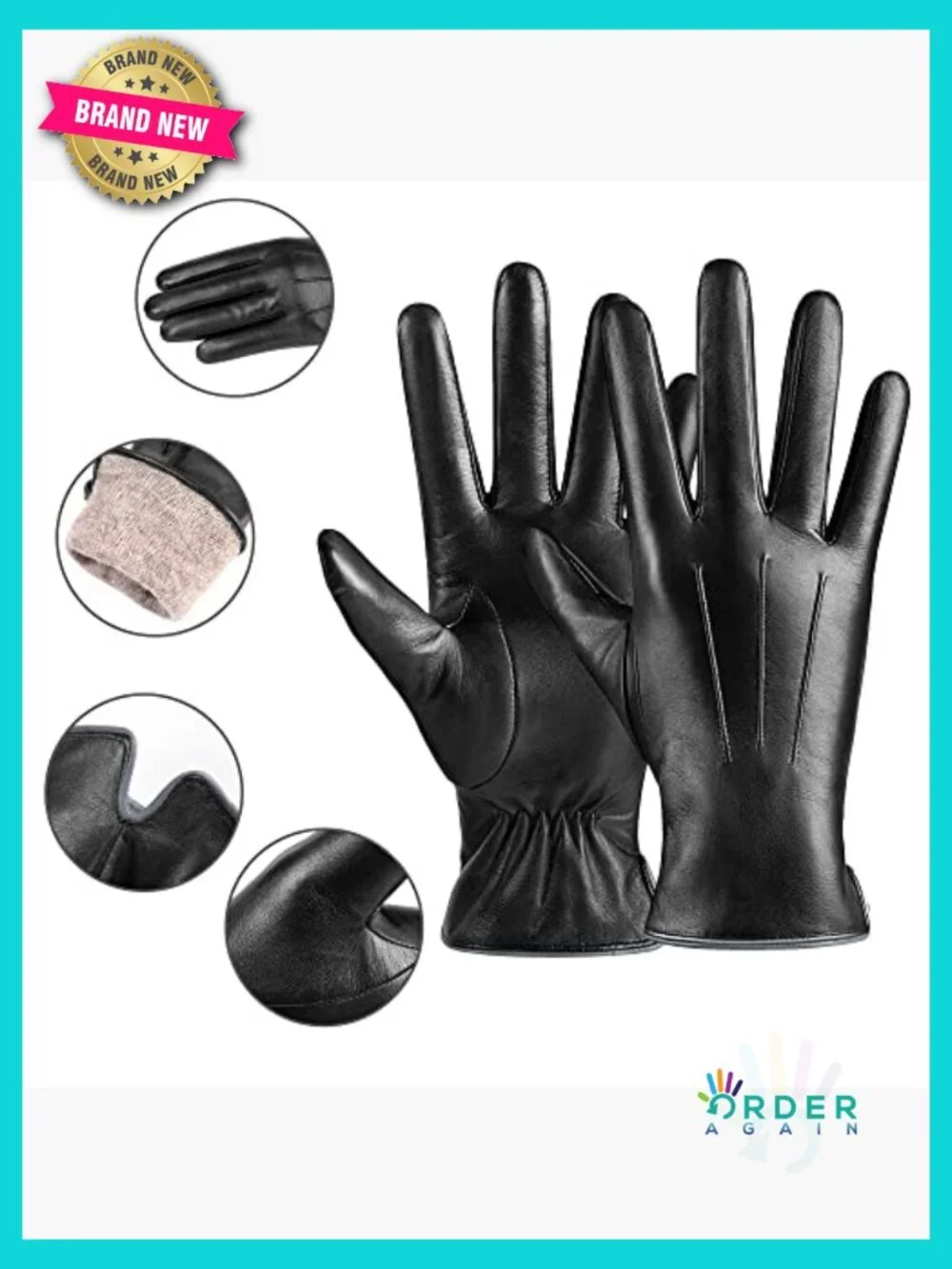 Leather Gloves with Cashmere Lining Touchscreen Texting Driving Dress Gloves