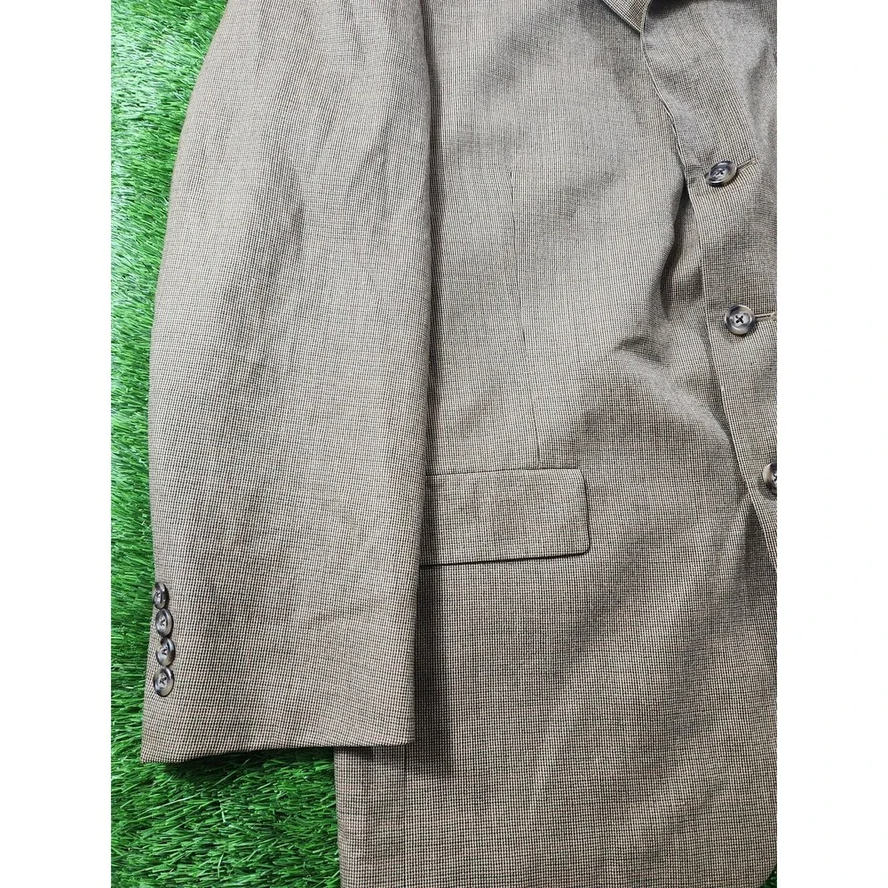Tommy Hilfiger Sport Coat Mens 42R‎ Brown Wool Three Button Check Blazer Jacket