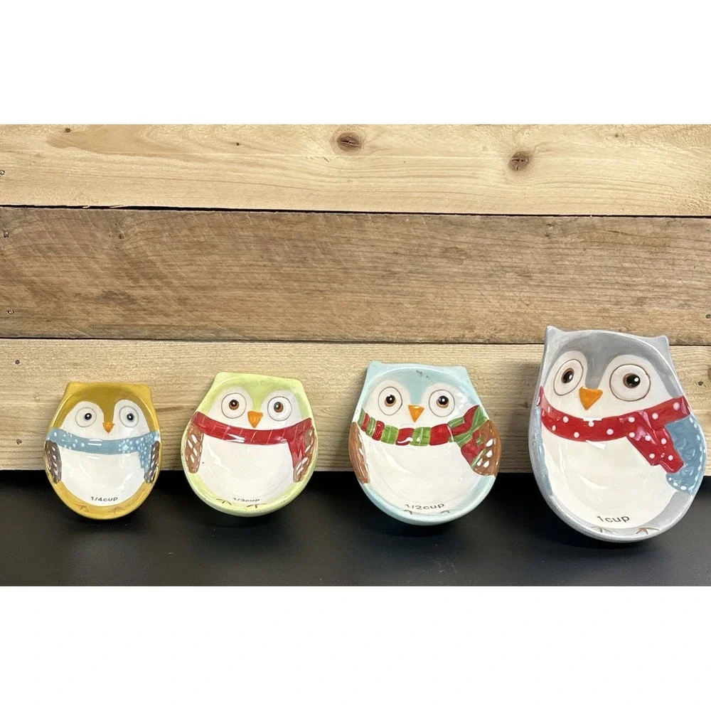 Boston Warehouse Trading Co Owl Measuring Cups Set of‎ 4 Gently Used Nesting