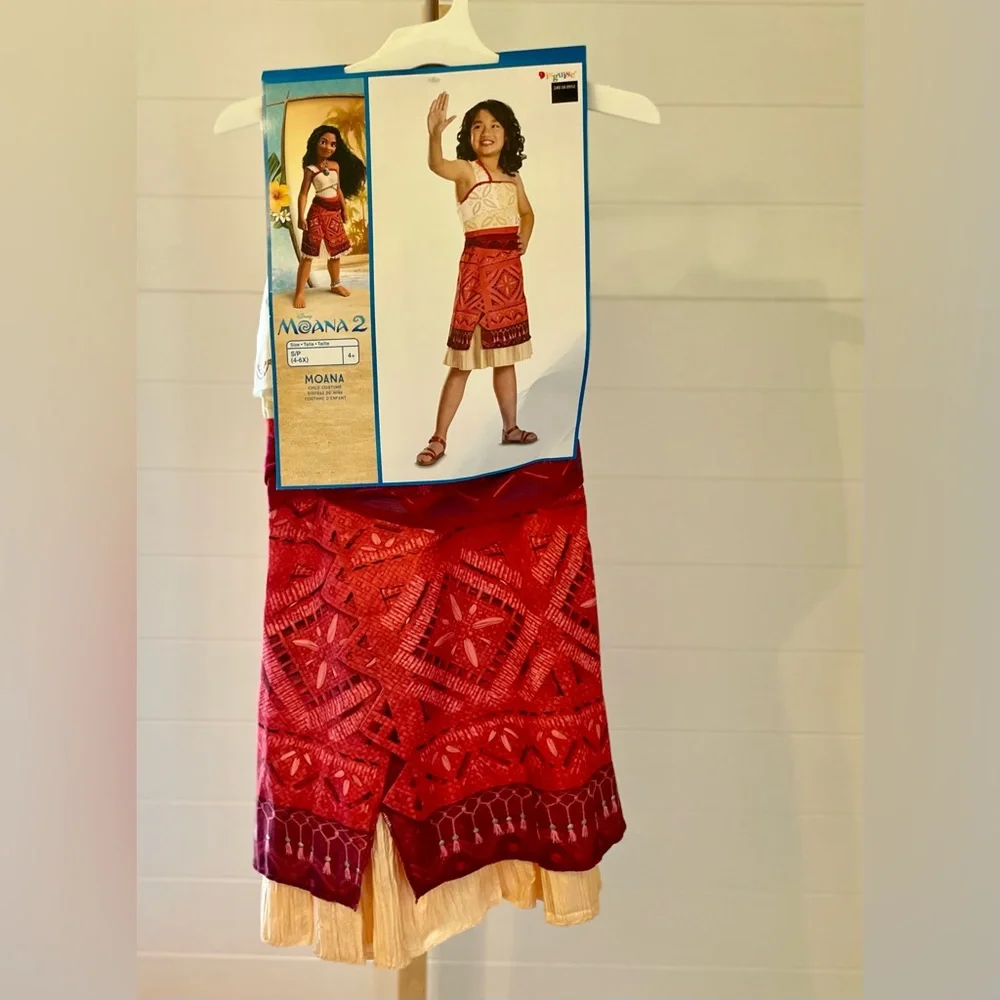 Disney Moana 2 Child Costume Girls Size 4-6X Disguise One Shoulder Dress New