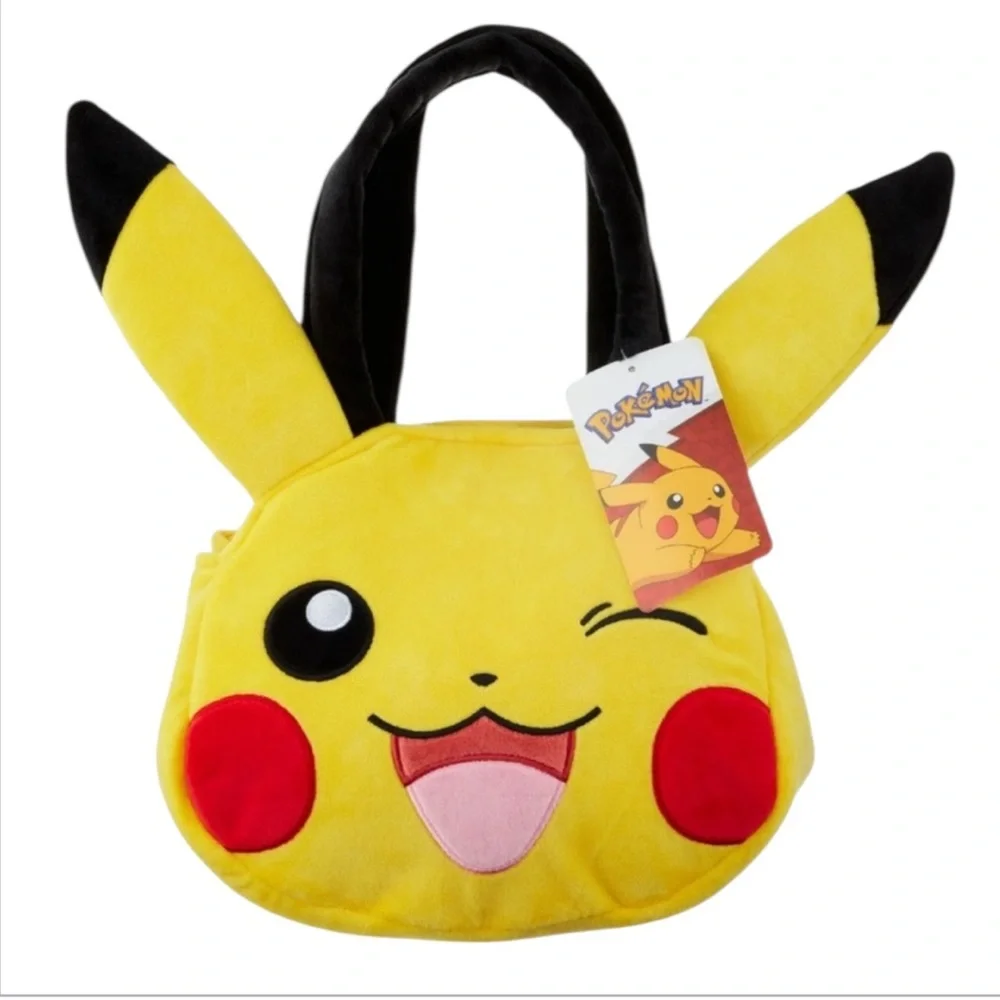 Pokeman Pikachu Plush Tote Bag Easter Yellow Winking Face