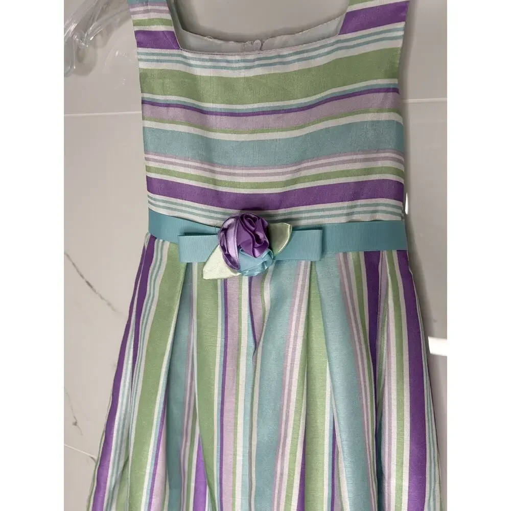 Sweet Heart Rose Girls Sz 5 Spring Summer Flower Girl Dress Easter Pastel EUC