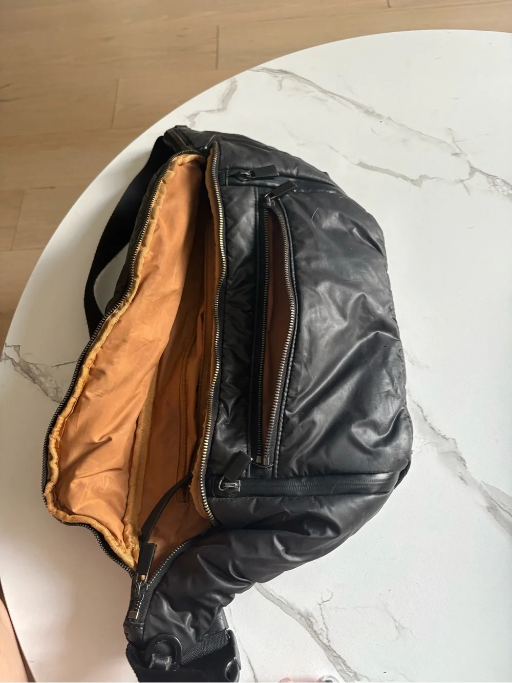 Caraa Black Quilted Puffer Bag with Gold Hardware