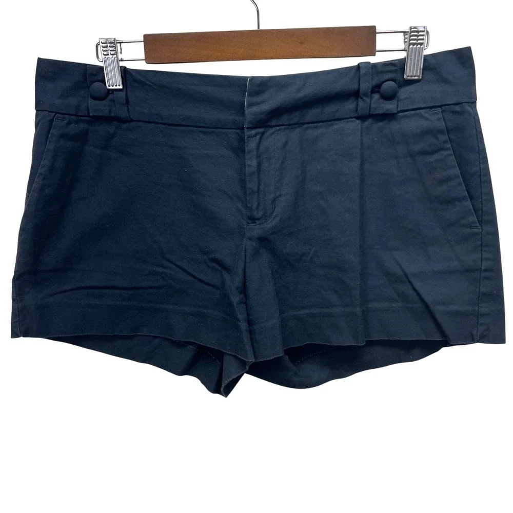 Banana Republic Chino Shorts Womens 10 Navy Blue Cotton Stretch Mid Rise Coastal