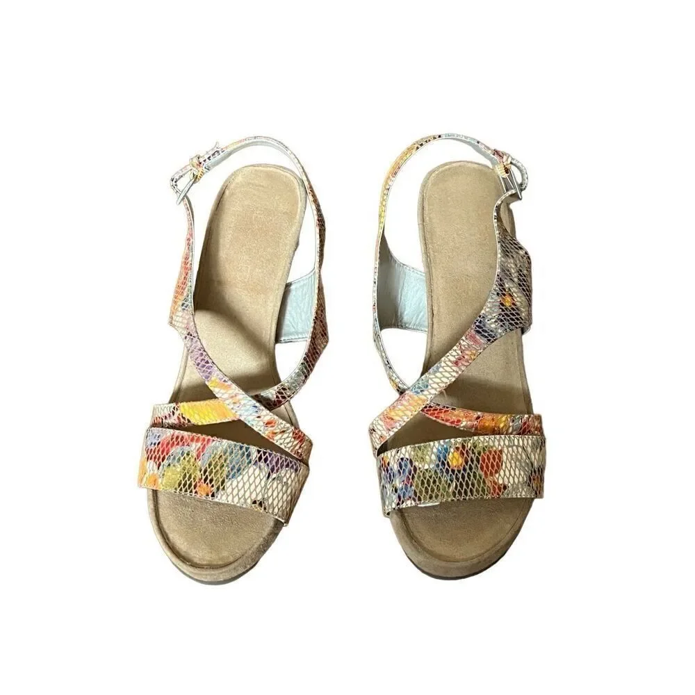 Aerosoles floral Plushed Together Open Toe floral faux snakeskin Wedge Sandal 10
