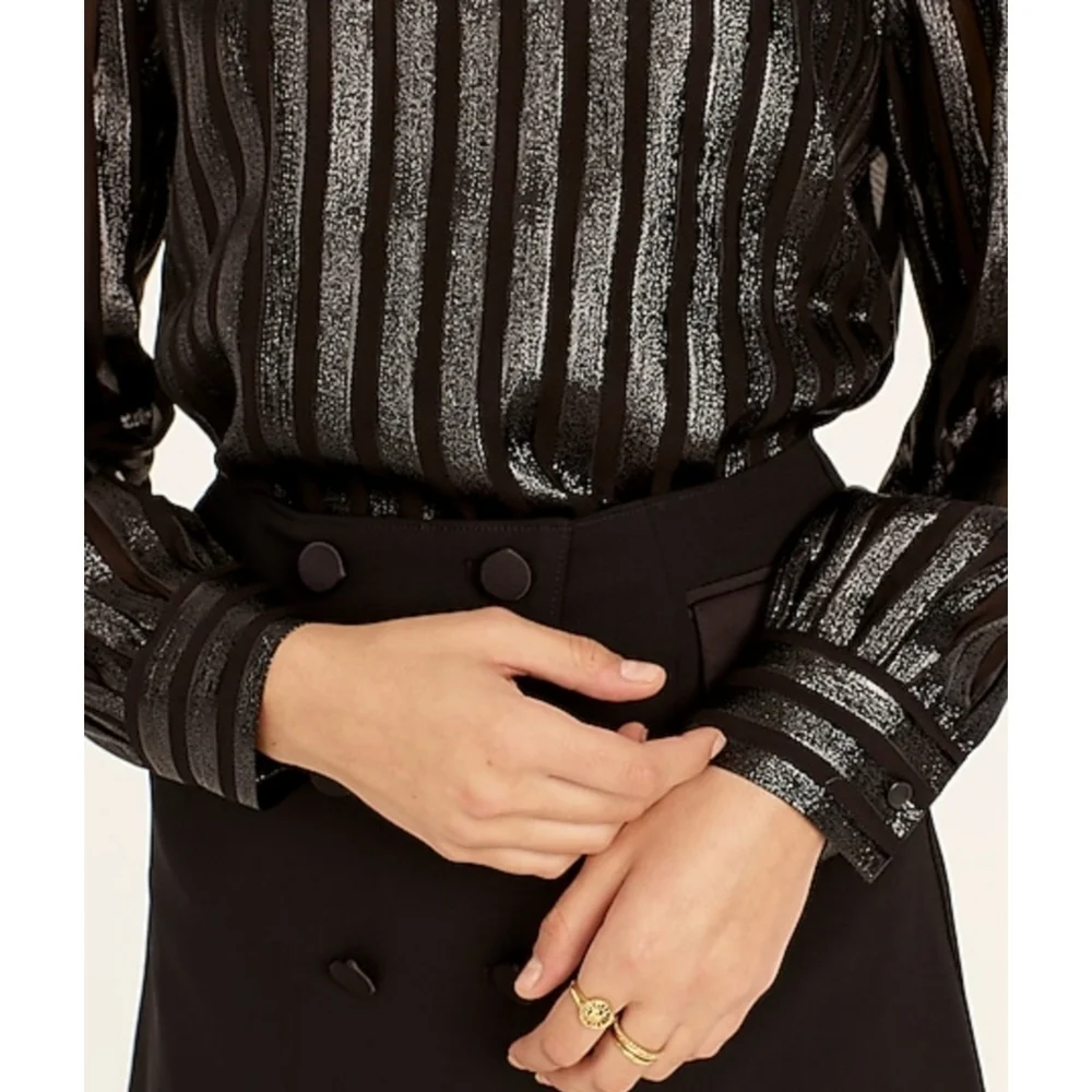 36. J.Crew Mockneck silk chiffon top in stripe