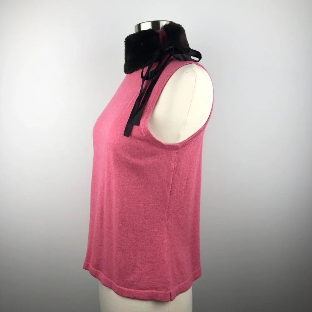 Grace Dane Lewis Knit Tank with Removable Faux Fur Collar Medium