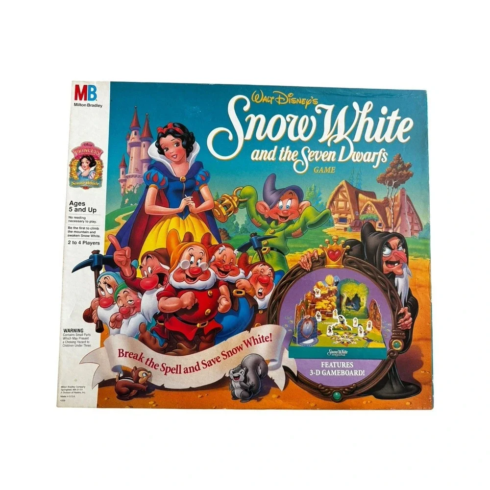 Vintage Snow White and the Seven Dwarfs Board Game Milton Bradley 1992 COMPLETE