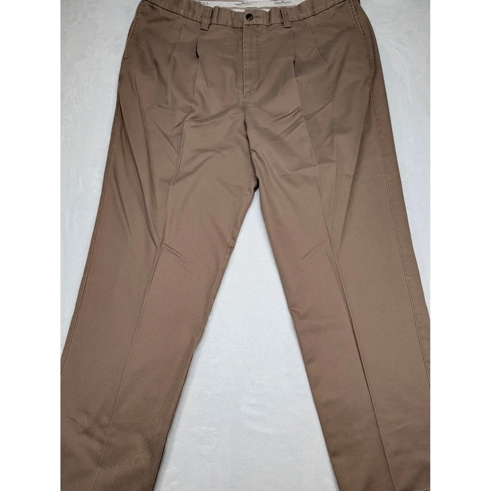 Oak Hill Mens Pleated Khaki Pants 46x34 Cotton Classic Fit‎ Casual Trousers