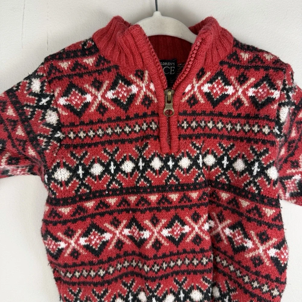 The Children's Place 12 Month 1/4 Zip Winter Holiday SweaterToddler‎ Knit Red