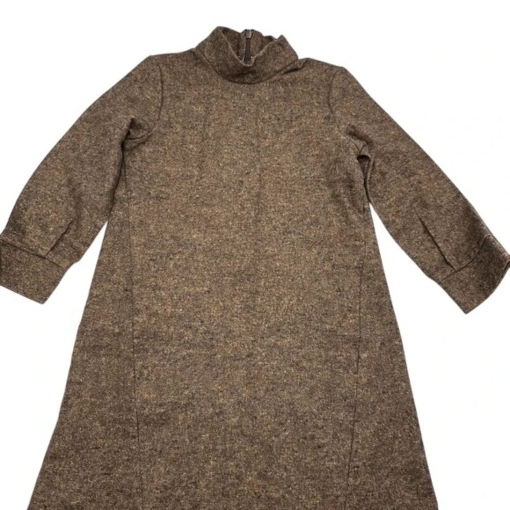 Motoreta Kids Brown Tweed Mock Neck Zipper Dress Made in Spain Size‎ 4