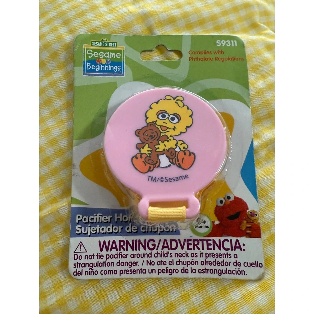 Sesame Beginnings Big Bird Pacifier Holder‎ Clip Teether Holder Toy NEW