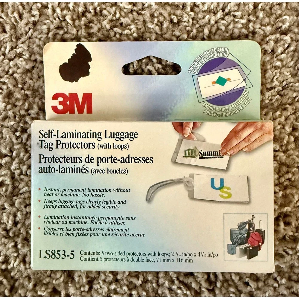 3M Self-Laminating Luggage Tag Protectors Clear New LS853-5 5-Pack