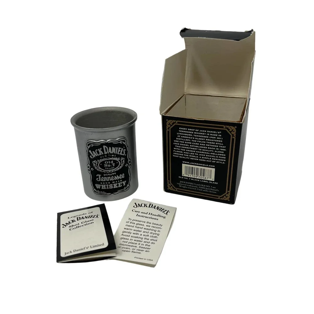Jack Daniels 2002 Legends‎ of JD Old No. 7 Black Label Pewter Shot Glass Box New