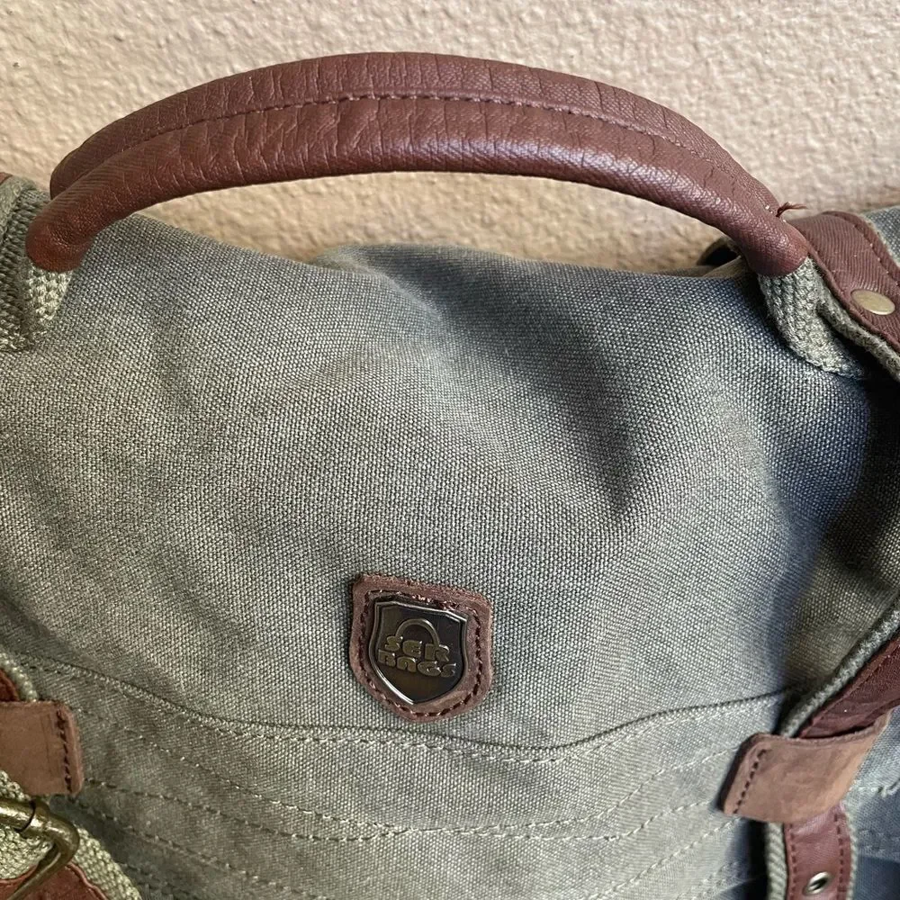 serbags Canvas Messenger Green and Brown Substantial Bag