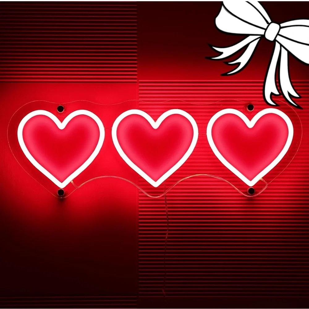 Red Love Heart Dimmable Neon Sign 19.8” x 6.5”