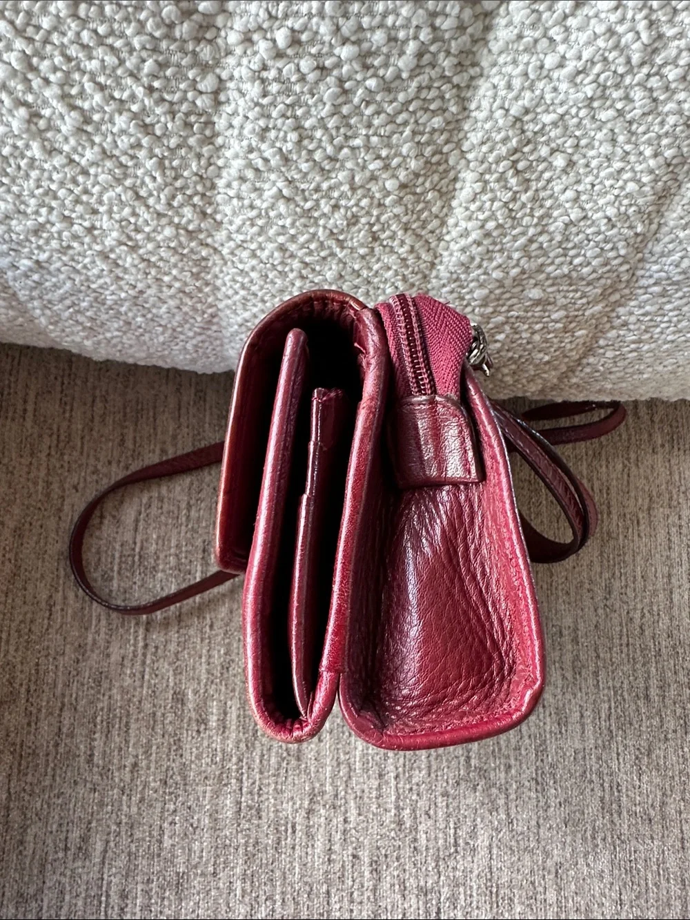 Brighton Red Croc-Texture Heart Clasp Crossbody Bag Y2K