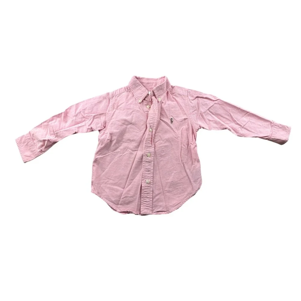 Ralph Lauren Blake Oxford Dress Shirt Kids 2/2T Pink 100% Cotton Formal Party