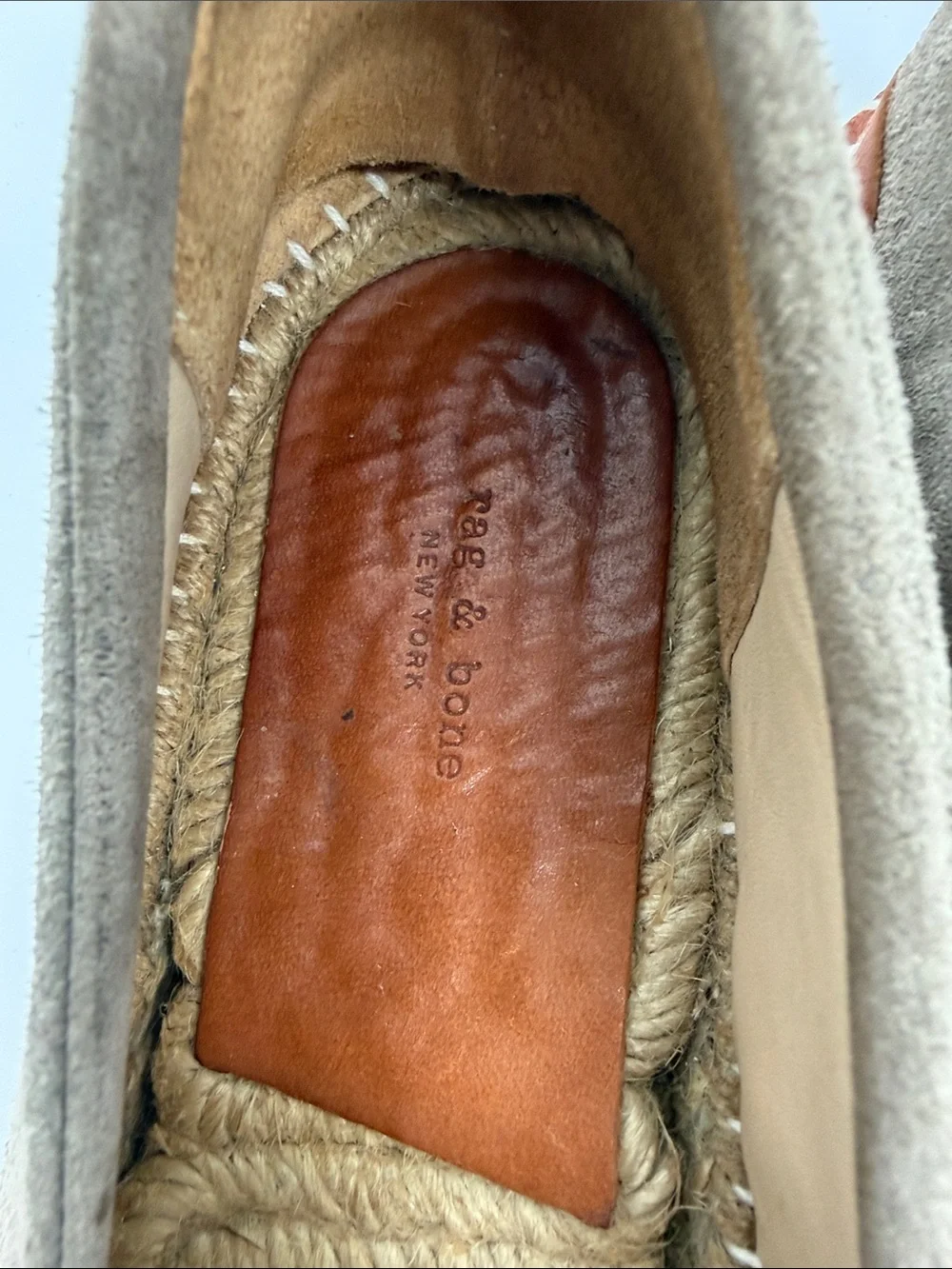 RAG & BONE Suede Noa Espadrille Warm Gray Taupe Suede Size 37 1/2