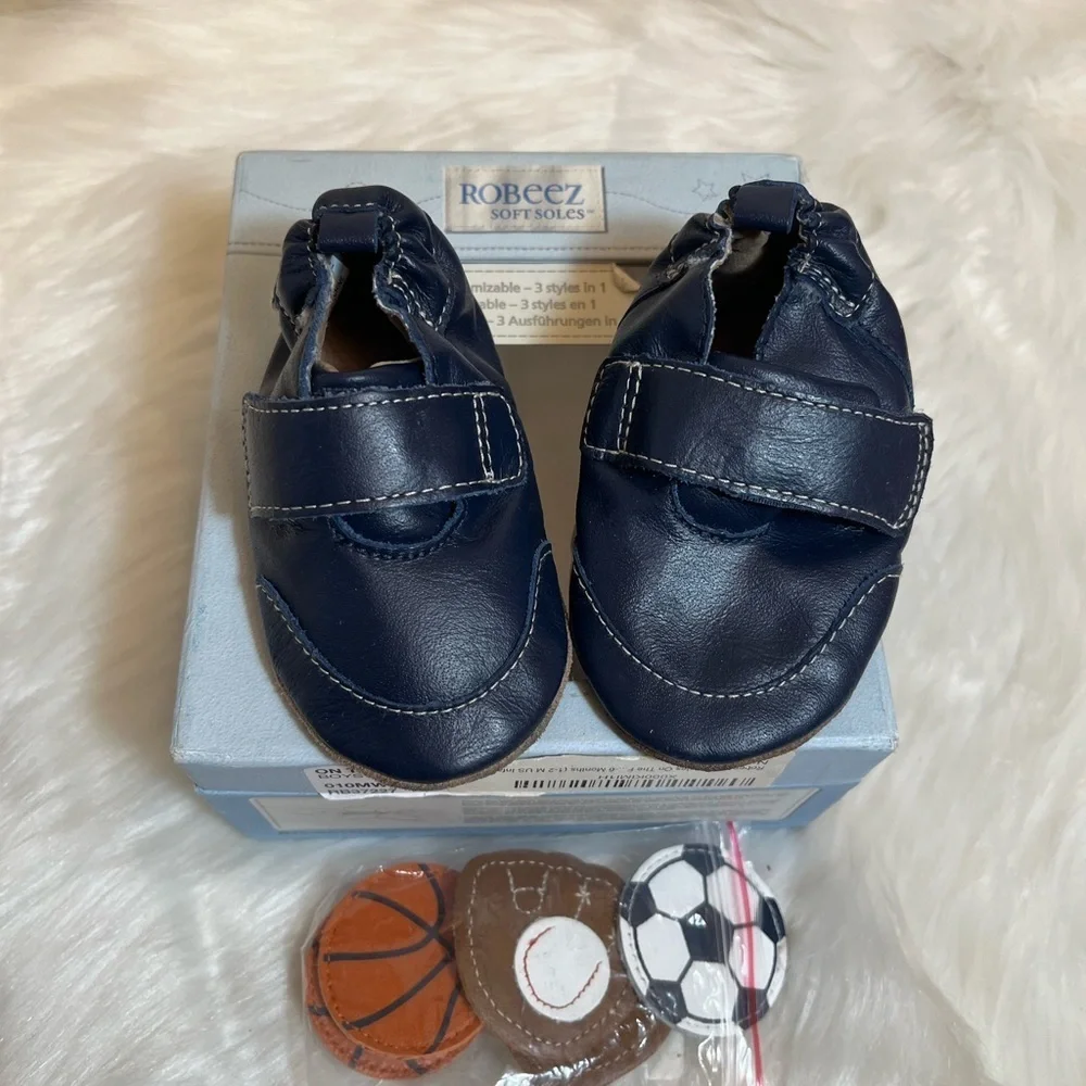 Robeez Soft Sole Navy Sports Baby Shoes